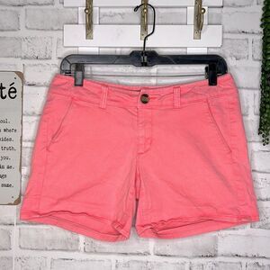 American Eagle Coral Pink Chino Midi Shorts Size 4